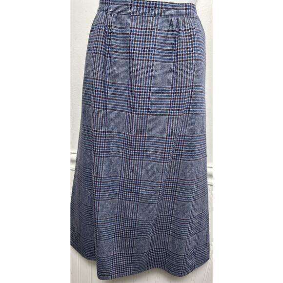 VTG Pendleton 100% Virgin Wool Blue Plaid 2-Piece Skirt Set Size 10 Mint Lined - Picture 3 of 16